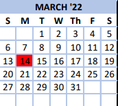 District School Academic Calendar for Grays Chapel Elementary for March 2022