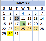 District School Academic Calendar for Pickens Elementary/high School for May 2022