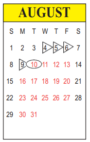 District School Academic Calendar for Ruby-wise Elementary School for August 2021