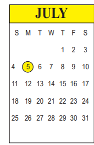 District School Academic Calendar for Ruby-wise Elementary School for July 2021