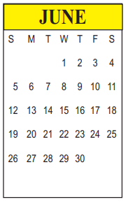 District School Academic Calendar for Glenmora High School for June 2022