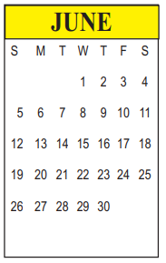 District School Academic Calendar for Ruby-wise Elementary School for June 2022