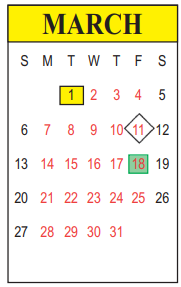 District School Academic Calendar for Alma Redwine Elementary School for March 2022