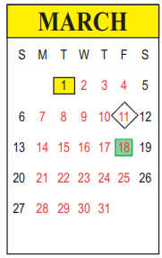 District School Academic Calendar for Poland Junior High School for March 2022