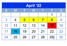 District School Academic Calendar for Smith Elementary for April 2022