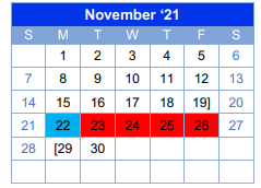 District School Academic Calendar for Myra Green Middle School for November 2021