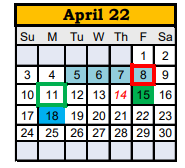 District School Academic Calendar for Reagan County Middle for April 2022