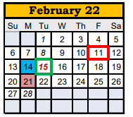 District School Academic Calendar for Reagan County Middle for February 2022