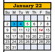 District School Academic Calendar for Reagan County Middle for January 2022