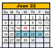 District School Academic Calendar for Reagan County Middle for June 2022