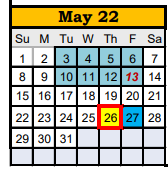 District School Academic Calendar for Reagan County Middle for May 2022