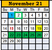 District School Academic Calendar for Reagan County Middle for November 2021
