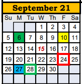 District School Academic Calendar for Reagan County Elementary for September 2021