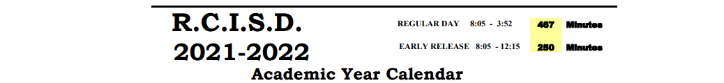 District School Academic Calendar for Reagan County Middle