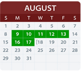 District School Academic Calendar for Shields Elementary for August 2021