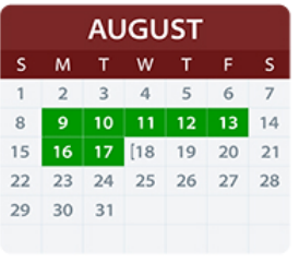 District School Academic Calendar for P A S S /a E P for August 2021