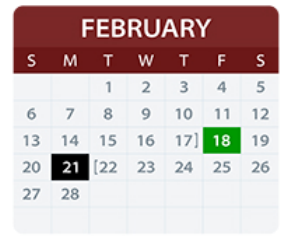 District School Academic Calendar for Red Oak J H for February 2022