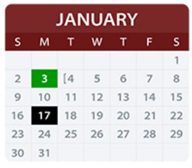 District School Academic Calendar for P A S S /a E P for January 2022