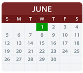 District School Academic Calendar for Wooden Elementary for June 2022