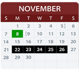 District School Academic Calendar for Red Oak Int for November 2021