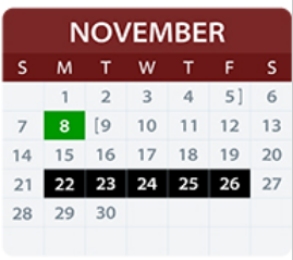 District School Academic Calendar for Wooden Elementary for November 2021