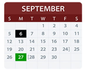 District School Academic Calendar for Wooden Elementary for September 2021
