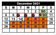 District School Academic Calendar for Stricklin Elementary for December 2021