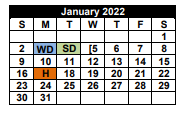 District School Academic Calendar for Stricklin Elementary for January 2022