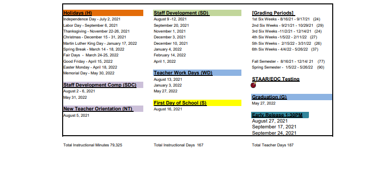 District School Academic Calendar Key for Refugio High School