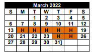District School Academic Calendar for Stricklin Elementary for March 2022
