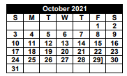 District School Academic Calendar for Refugio High School for October 2021