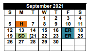 District School Academic Calendar for Stricklin Elementary for September 2021