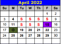 District School Academic Calendar for Ricardo Elementary for April 2022