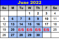 District School Academic Calendar for Ricardo Elementary for June 2022