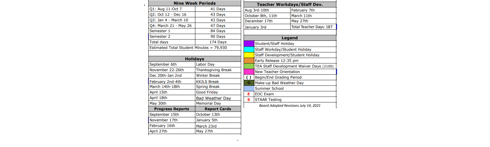 District School Academic Calendar Key for Ricardo Elementary