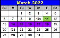 District School Academic Calendar for Ricardo Middle for March 2022