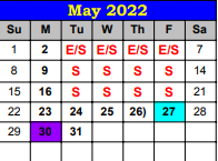 District School Academic Calendar for Ricardo Elementary for May 2022