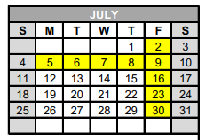District School Academic Calendar for Rice Elementary for July 2021