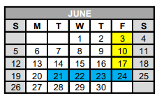 District School Academic Calendar for Rice Elementary for June 2022