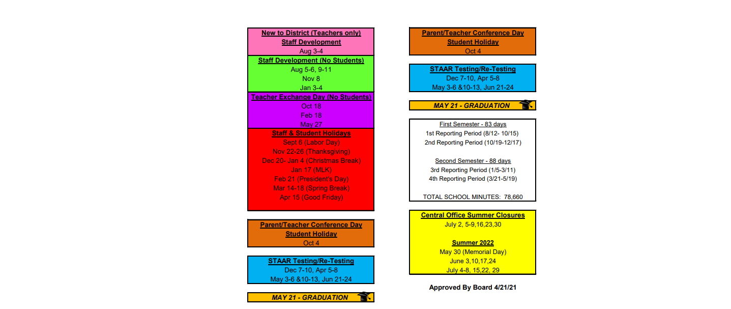 District School Academic Calendar Key for Rice High School