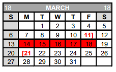 District School Academic Calendar for Rice Elementary for March 2022