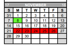 District School Academic Calendar for Rice High School for November 2021