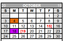 District School Academic Calendar for Rice High School for October 2021