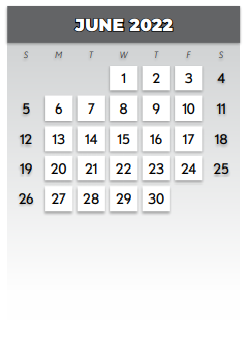District School Academic Calendar for Berkner High School for June 2022