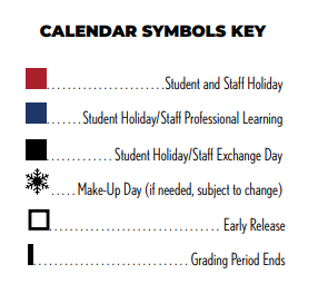 District School Academic Calendar Legend for Bowie Elementary