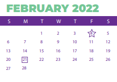 District School Academic Calendar for C A Johnson Prepatory Acad for February 2022