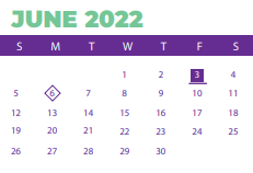 District School Academic Calendar for W G Sanders Middle for June 2022