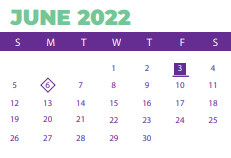 District School Academic Calendar for C A Johnson Prepatory Acad for June 2022