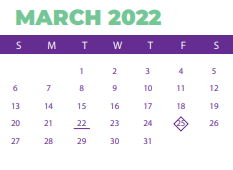 District School Academic Calendar for C A Johnson Prepatory Acad for March 2022