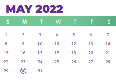 District School Academic Calendar for A J Lewis Greenview Elementary for May 2022